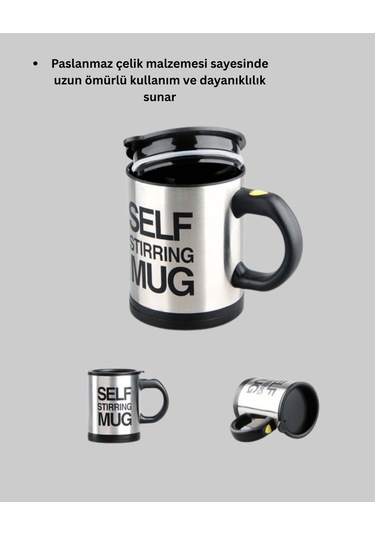 Paslanmaz Çelik Kendi Kendini Karıştıran Akıllı Kupa Isı Yalıtımlı Çok Renkli