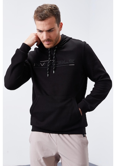 Tommy Life Siyah Kanguru Cep Standart Kalıp Kapüşonlu Erkek Sweatshirt - 87883 Siyah