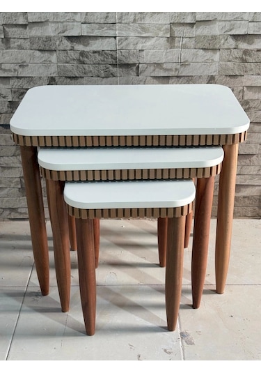 Nivemeshome Dalya Krem-ceviz Zigon Sehpa Krem-ceviz