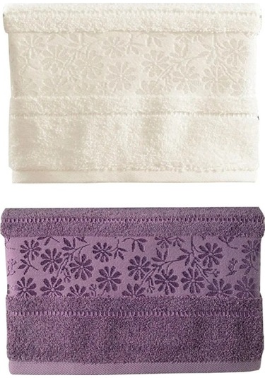 Özdilek 2 Adet Pamuklu El-yüz Havlusu 50x80 -blossom Krem+mürdüm