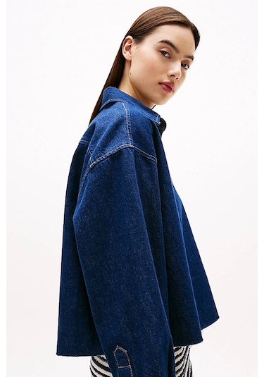 Tommy Jeans Kadın Gömlek-dw0dw20567 Denim Blue Çok Renkli