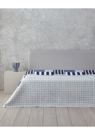 English Home Patch Line King Size Çok Amaçlı Örtü Lacivert Lacivert