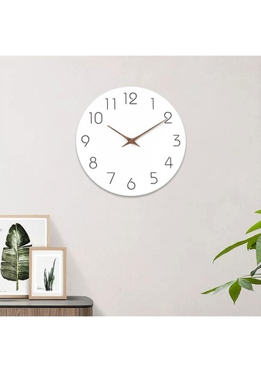 Homyl Arap Rakamları İle 12 Inç Duvara Asılan Saat Beyaz