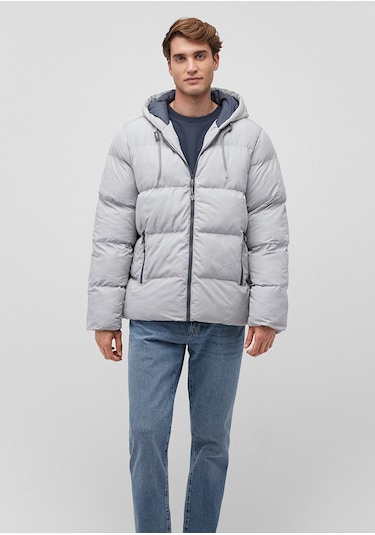 Mavi - Kapüşonlu Gri Şişme Mont 0110349-70075 Gri