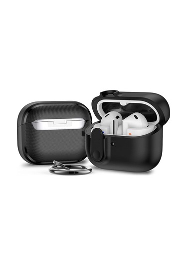 Samsung Galaxy Buds 3 Fe / Buds 3 Pro / Buds 3 İle Uyumlu Kılıf Kilitli Tpu Premium Matte Trip Case Siyah