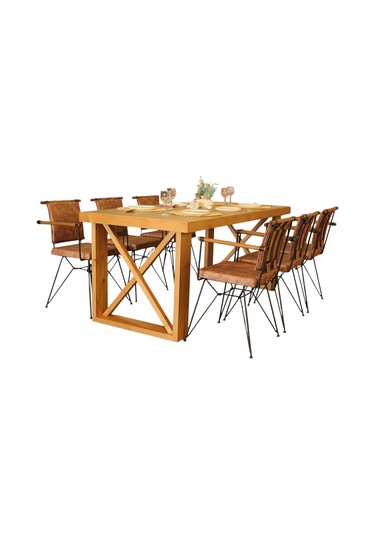 Neiwel Mai X Doğal Ahşap Yemek Masası-100-200 Açık Ceviz