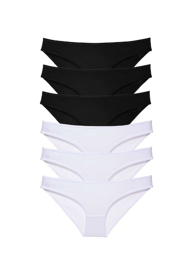 6 Adet Eko Set Likralı Kadın Slip Külot Siyah Beyaz (527258415) Beyaz - Siyah