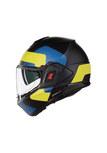 Nolan N120-1 Omocromo 346 Çene Açılır Kask Siyah - Sarı - Mavi