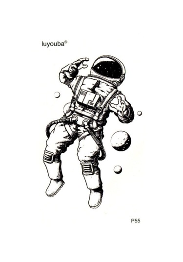 3d Astronot Uzay Gerçekçi 3 Boyutlu Tattoo Kol Bilek Omuz Sırt Dövmesi