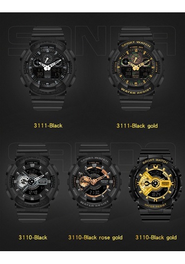 Sones Ochstın 6125b Kuvars Saat Gece Lambası Su Geçirmez Saat Zamanlama Çok Fonksiyonlu Erkek Saati Siyah