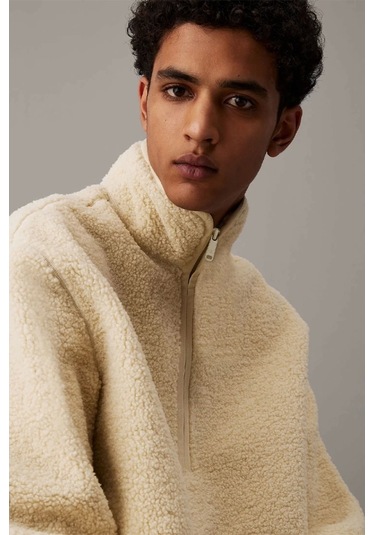 Calvin Klein Half Zıp Sherpa Bej