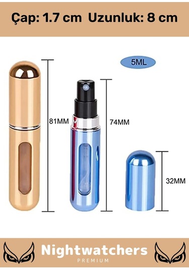 Özel Parfüm Şişesinden Doldurulabilir Taşınabilir Çanta İçi Mini Cep Parfüm Şişesi 5 Ml X 2 Adet