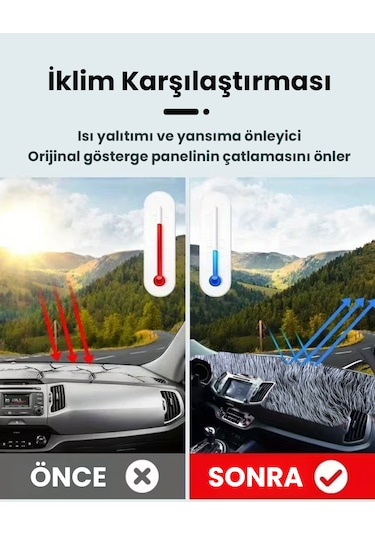 Pelüş Torpido Koruma Örtüsü Uzun Tüylü Gri