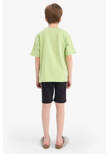 Defacto Erkek Çocuk Ninja Turtles-retro Pijama Takımı Kısa Kollu Üst Şort E6965a825hsgn597 Yeşil