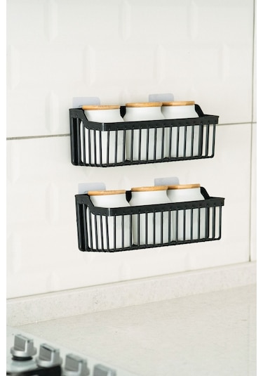 Banyo Yapışkanlı Banyo Rafı, 2'li Banyo Düzenleyici, Duş Rafı Organizer Şampuanlık, Plastik