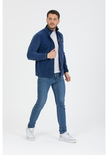 Fermuarlı Garnili Polar Indigo İndigo