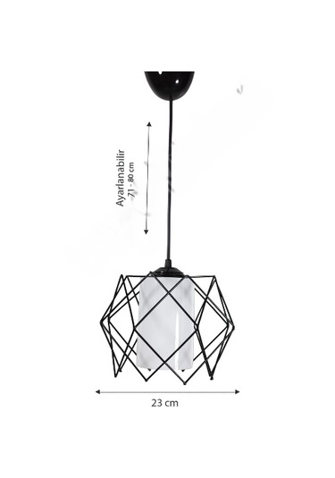 Trend Kitchen Silvano Beyaz Camlı Modern Sarkıt Avize Siyah 3 Adet Beyaz - Siyah