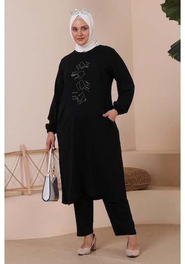 Kadin Buyuk Beden Alt-üst Takım Cepli Ve Taş İşlemeli 001