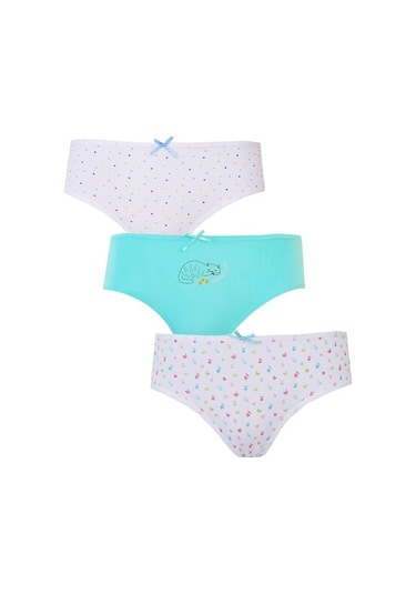 3Lü Kız Çocuk Külot Pamuklu Baskılı Esnek Rahat Slip