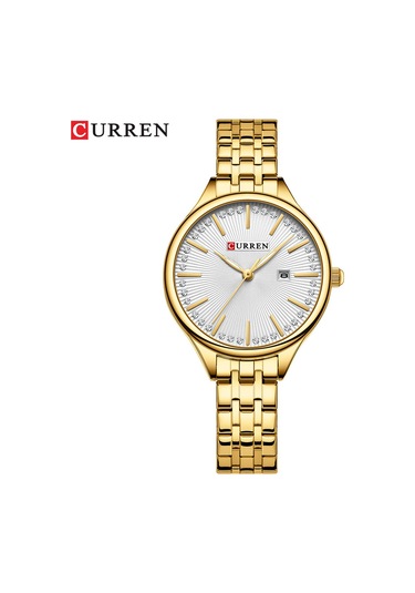 Skycity Curren Kadın Kol Saati 9099: Zaman Ve Takvim Gösterimi, Gümüş Kasa Mavi Gösterge, Çelik Kordon, Günlük Kullanıma Uygun Siyah