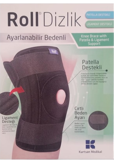 Roll Patella ve Ligament Destekli Dizlik Ayarlanabilir Bedenli