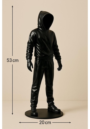 Cajuart Büyük Boy Siyah Holigan Kapüşonlu Gölge Adam Biblo Dekor 1 Adet