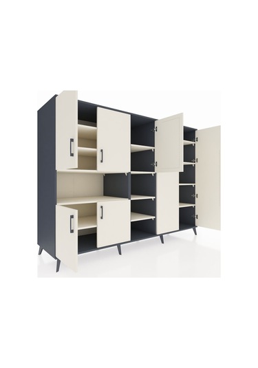 Kronos Dolap 13 Raflı 7 Kapaklı 220x59x163 Antrasit-aytaşı Antrasit-aytaşı