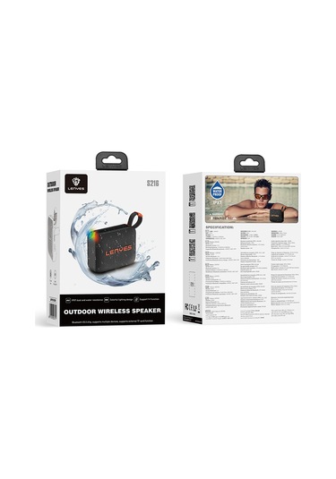 Lenyes S216 Su Geçirmez Özellikli Rgb Işıklı Askılı Mini Bluetooth Speaker Hoparlör V5.3 Siyah