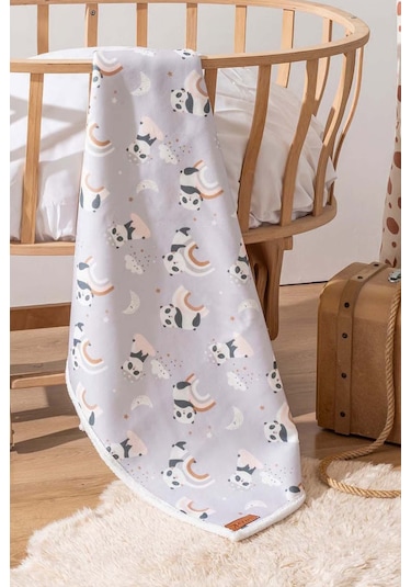 Fluffy Bebek Battaniyesi 70x100 Cm Panda Desen Çok Renkli