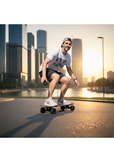 Elektrikli Kaykay H2s-1 Şehir İçi Ulaşım Aracı, Scooter Alternatifi, 20 Km/h, 8 Km Menzil, Hafif 3.7 Kg Siyah