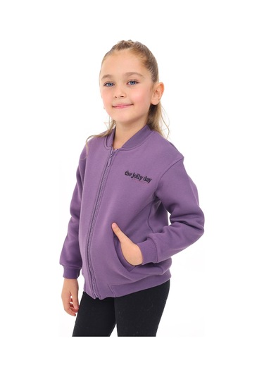 Toontoy Kız Çocuk Nakışlı Hırka Mor