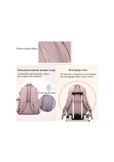 Ranyeek Su Geçirmez Nylon Kadın Sırt Çantası - 15.6" Laptop Uyumlu, Geniş, Organize Bölmeli, Anti-hırsızlık Özelliği İle Konforlu - Pembe Çok Renkli