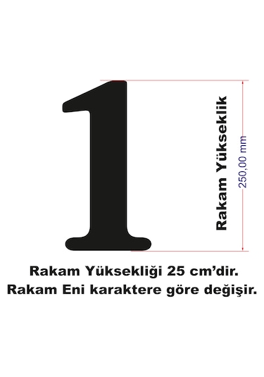 Stencil Rakam Boyama Şablonu X077-sayı Rakam Yüksekliği 25 Cm