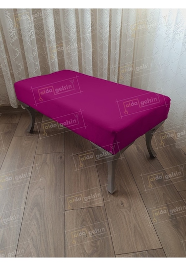 Ayak Ucu Kapı Önü Antre Düz Bench Puf Orta Sehpa Gümüş Ayak 120 Cm Mor