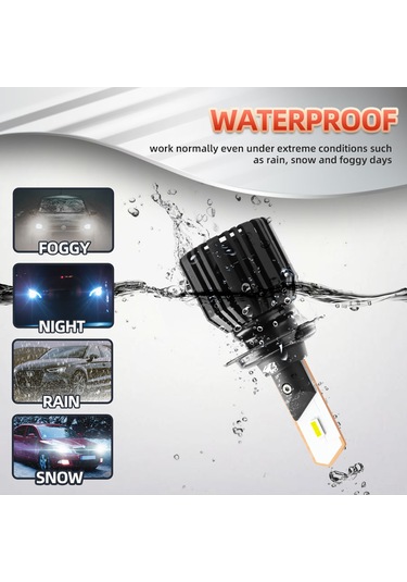 Reedark H7 Tipi 50w 8000lm 6000k Led Araç Farları, Ip68 Su Geçirmez, 200m Işık Mesafesi, Çift Paket