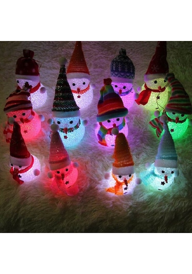 Led Işıklı Kardan Adam Yılbaşı Ağacı Süsleri Renk Değiştiren Kardan Adam Led Light Snowman Renkli Pilli Led Işıklı Kardan Adam