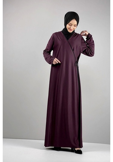 Moda Çizgi Namaz Elbisesi Vişne