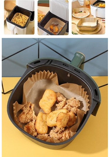 Petinka Air Fryer Pişirme Kağıdı Tek Kullanımlık 23 Cm Kare Xxl Pişirme Kağıdı 50 Adet