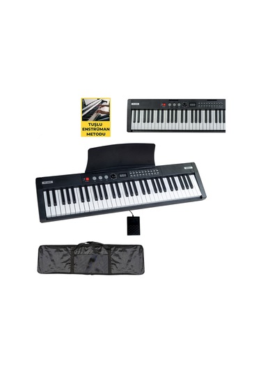 Midex PS4000BK Tuş Hassasiyetli 61 Tuşlu Org Bluetooth USB Midi (Sustain Pedalı Çanta)