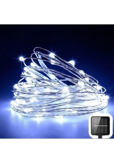 Novahub Güneş Enerjili Açık Işık Dize 8 Modlu Peri Masalı Güneş Led Işık Peyzaj Işığı 7m White