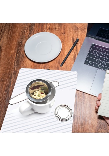 Neevoyu 304 Çelik Çay Süzgeci Seti, Katlanabilir Kollü, Kapaklı, İki Kulplü, 3 Parça Süzgeçler + Ölçü Kasa Gümüş