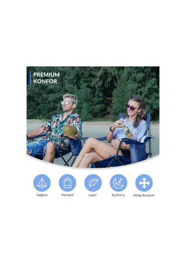 Kingcamp Lotus Xl Cool Ice Ultra Konforlu & Takviyeli Kamp Sandalyesi Blue Mavi