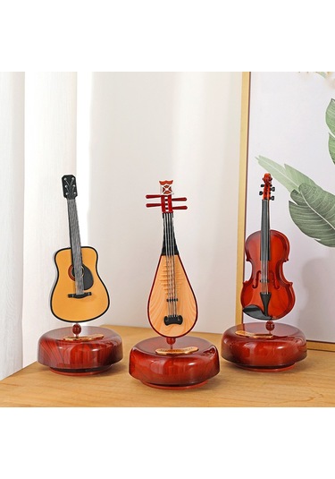 Yifomall Abs Müzik Kutusu Çevrili: Çin Lütu/ Elektro Gitar/ Keman Seçenekli, Masaüstü Dekorasyon, Doğum Günü Hediyesi