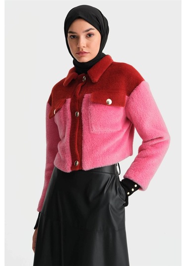 Blok Renkli Ceket 24k5600 Kırmızı-kırmızı Kırmızı
