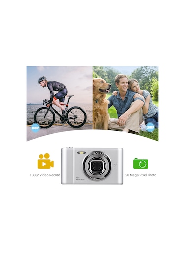 1080p Dijital Kamera Video 50mp Fotoğraf Çift Lens 2.4 İnç Ekran 8x Dijital Zoom