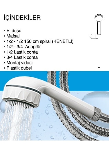 Welldone Prestij Mafsallı Duş Seti Beyaz