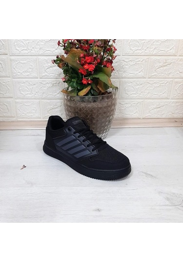 Bestof 074 Siyah-siyah Sneaker Düz Taban Hafif Rahat Spor Çift Ayakkabısı 001