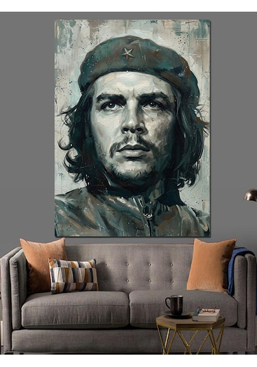 Che Guevara İkonik Devrimci Portresi Dekoratif Kanvas - Mdf Ahşap Tablo