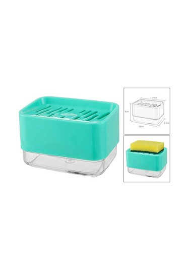 Bosphorusboutique02 Suntek Mutfak Sabunluk, Tutuculu Drenaj Süngeri, Mavi 11.8x5cm Çift Kişilik