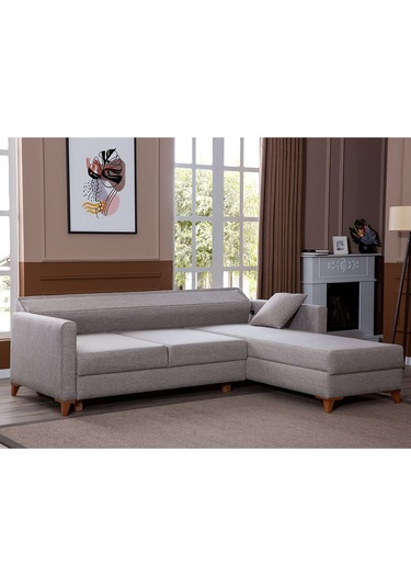 Sunrise Çift Yönlü Keten Yataklı Modüler Köşe Koltuk Takımı Gri Gri